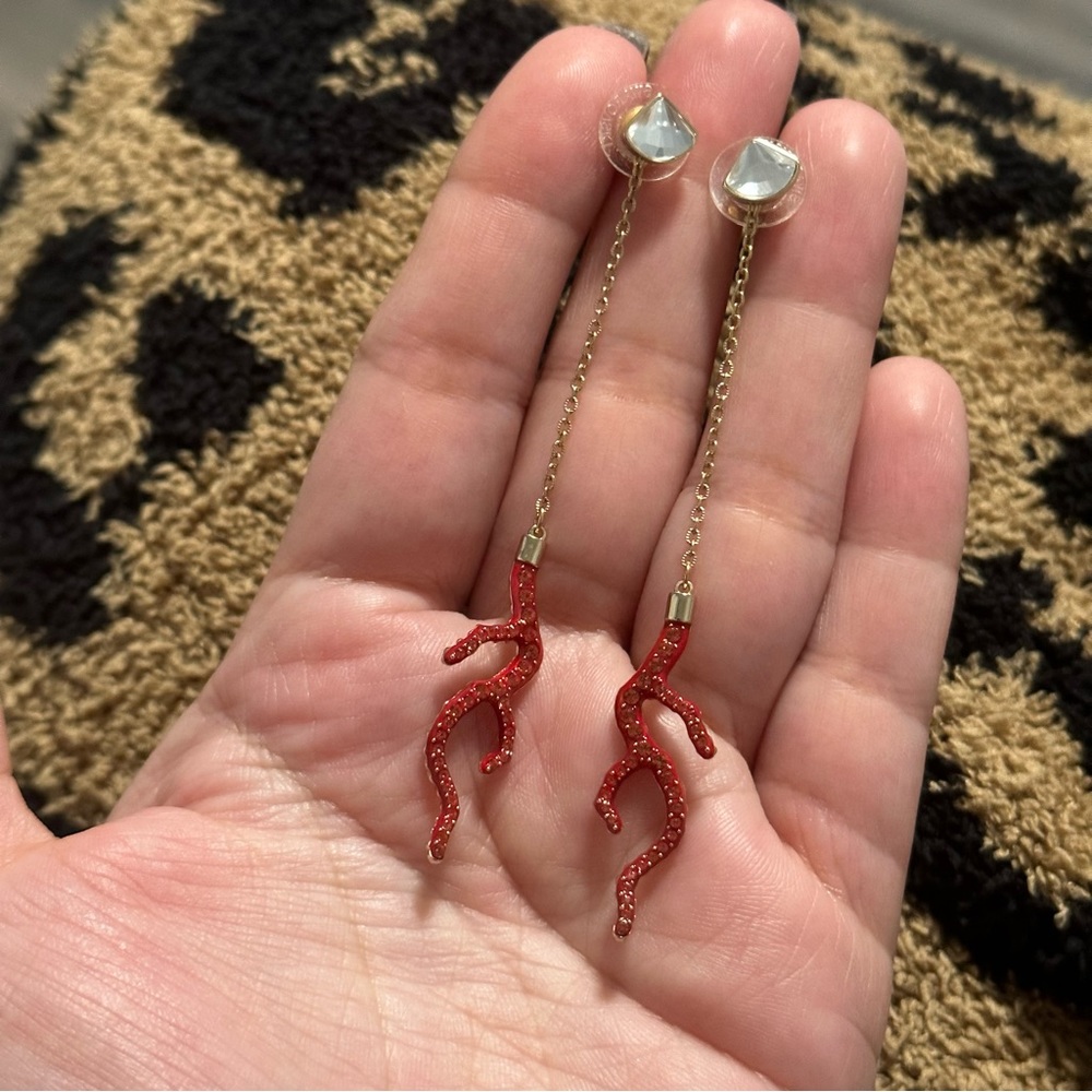 Swarovski Red Shell Drop Earrings